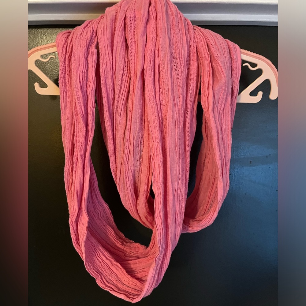 Women’s Pink Cotton Infinity Scarf, Spring and Summer Lightweight Round Scarf